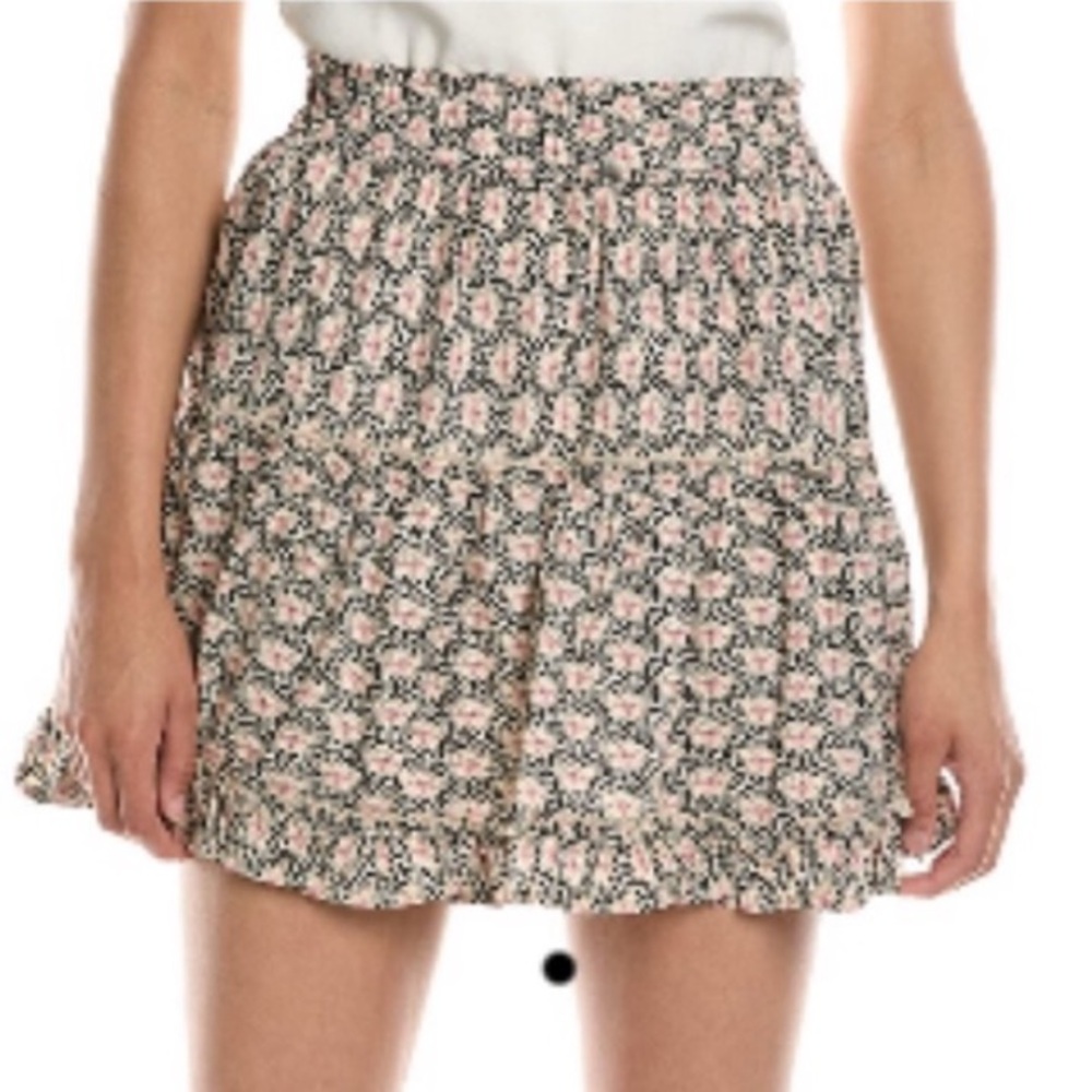bishop + young A-Line Skirt - Pink and Black Floral Size Large NWT